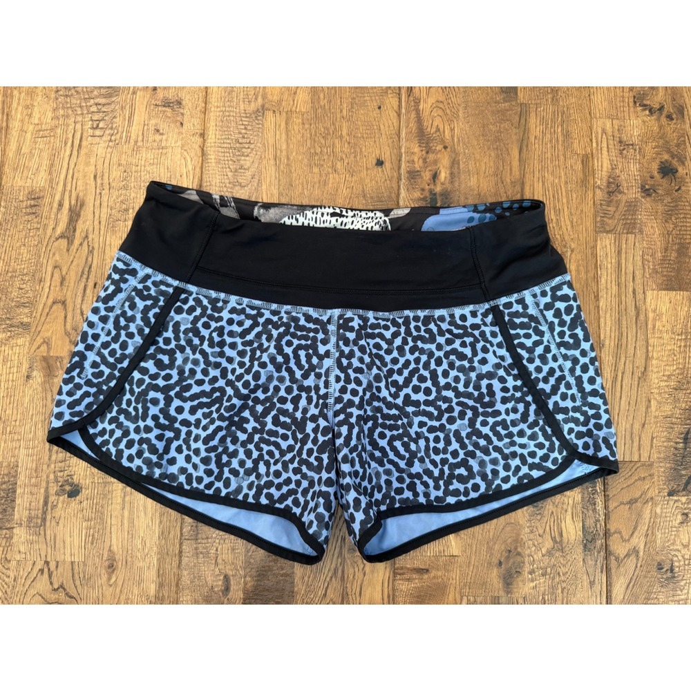 Lululemon Run Times Shorts Ace Spot Lullaby Black Size 8 W7B36S